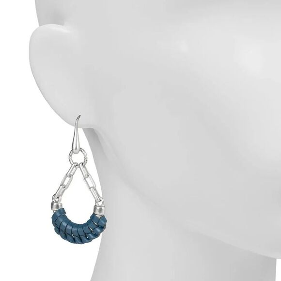 NWT Patricia Nash Fidelia Wrapped Leather Dangle EarringsI. Distressed Mirage - Picture 4 of 7